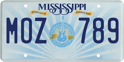 MS license plate MOZ789