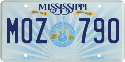 MS license plate MOZ790
