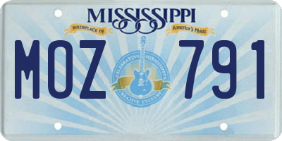 MS license plate MOZ791