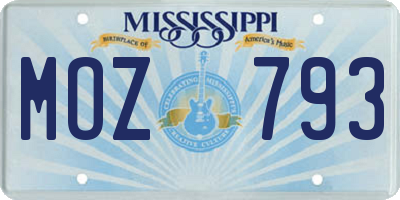 MS license plate MOZ793