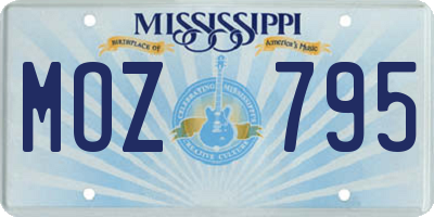 MS license plate MOZ795