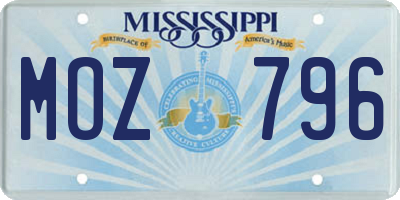 MS license plate MOZ796