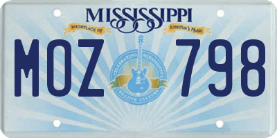 MS license plate MOZ798