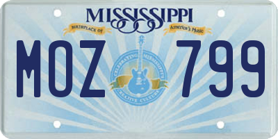MS license plate MOZ799