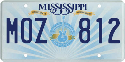 MS license plate MOZ812