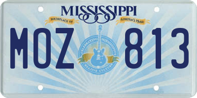 MS license plate MOZ813