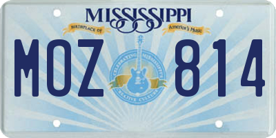 MS license plate MOZ814
