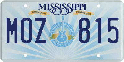 MS license plate MOZ815