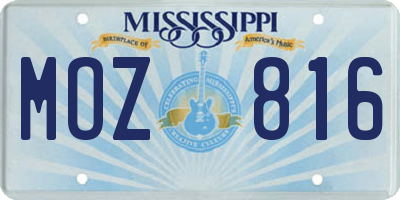 MS license plate MOZ816