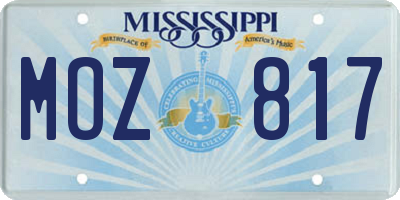 MS license plate MOZ817