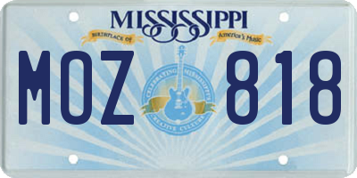 MS license plate MOZ818