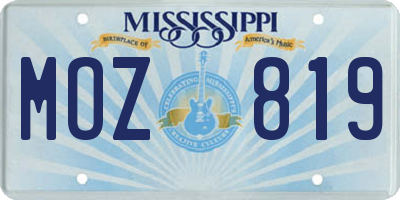 MS license plate MOZ819