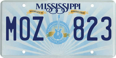 MS license plate MOZ823