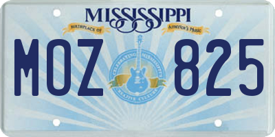 MS license plate MOZ825