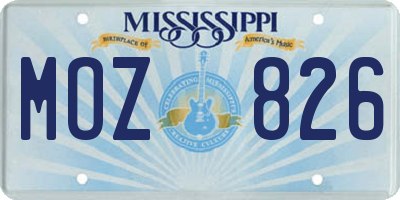 MS license plate MOZ826