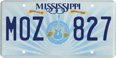 MS license plate MOZ827