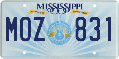 MS license plate MOZ831