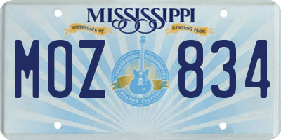 MS license plate MOZ834