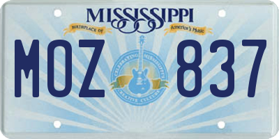 MS license plate MOZ837