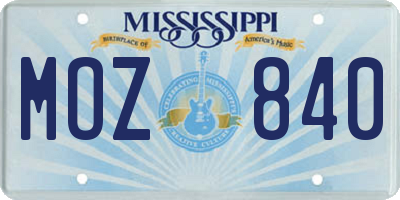 MS license plate MOZ840