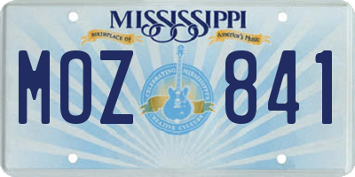 MS license plate MOZ841