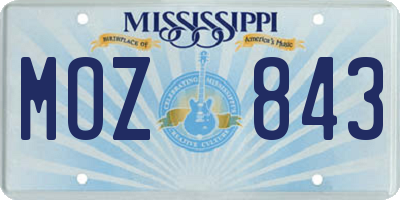 MS license plate MOZ843