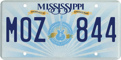 MS license plate MOZ844