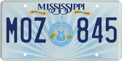 MS license plate MOZ845