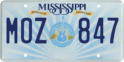 MS license plate MOZ847