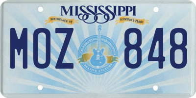 MS license plate MOZ848