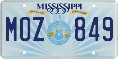 MS license plate MOZ849