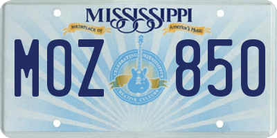 MS license plate MOZ850