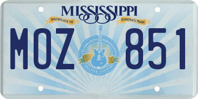 MS license plate MOZ851