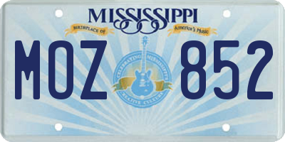 MS license plate MOZ852