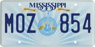 MS license plate MOZ854