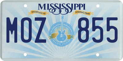 MS license plate MOZ855