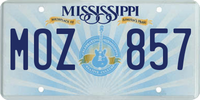 MS license plate MOZ857
