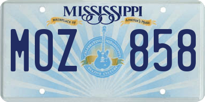 MS license plate MOZ858