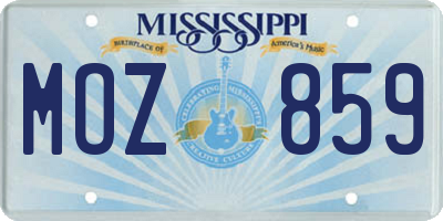 MS license plate MOZ859