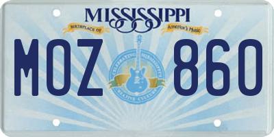 MS license plate MOZ860