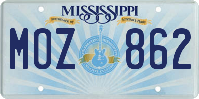 MS license plate MOZ862