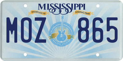 MS license plate MOZ865