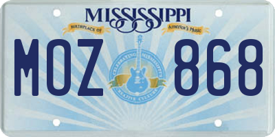 MS license plate MOZ868