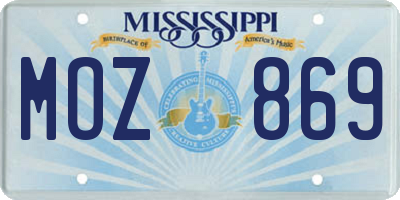 MS license plate MOZ869