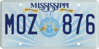 MS license plate MOZ876