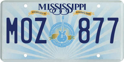 MS license plate MOZ877