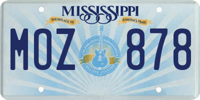 MS license plate MOZ878