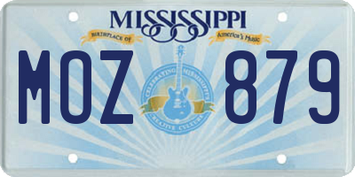 MS license plate MOZ879