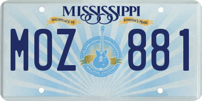 MS license plate MOZ881