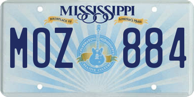 MS license plate MOZ884